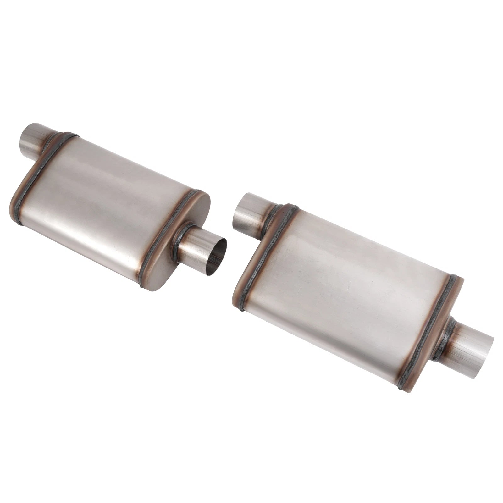 Set of 2 Universal 3" Offset In Center Out Mufflers Stainless Steel