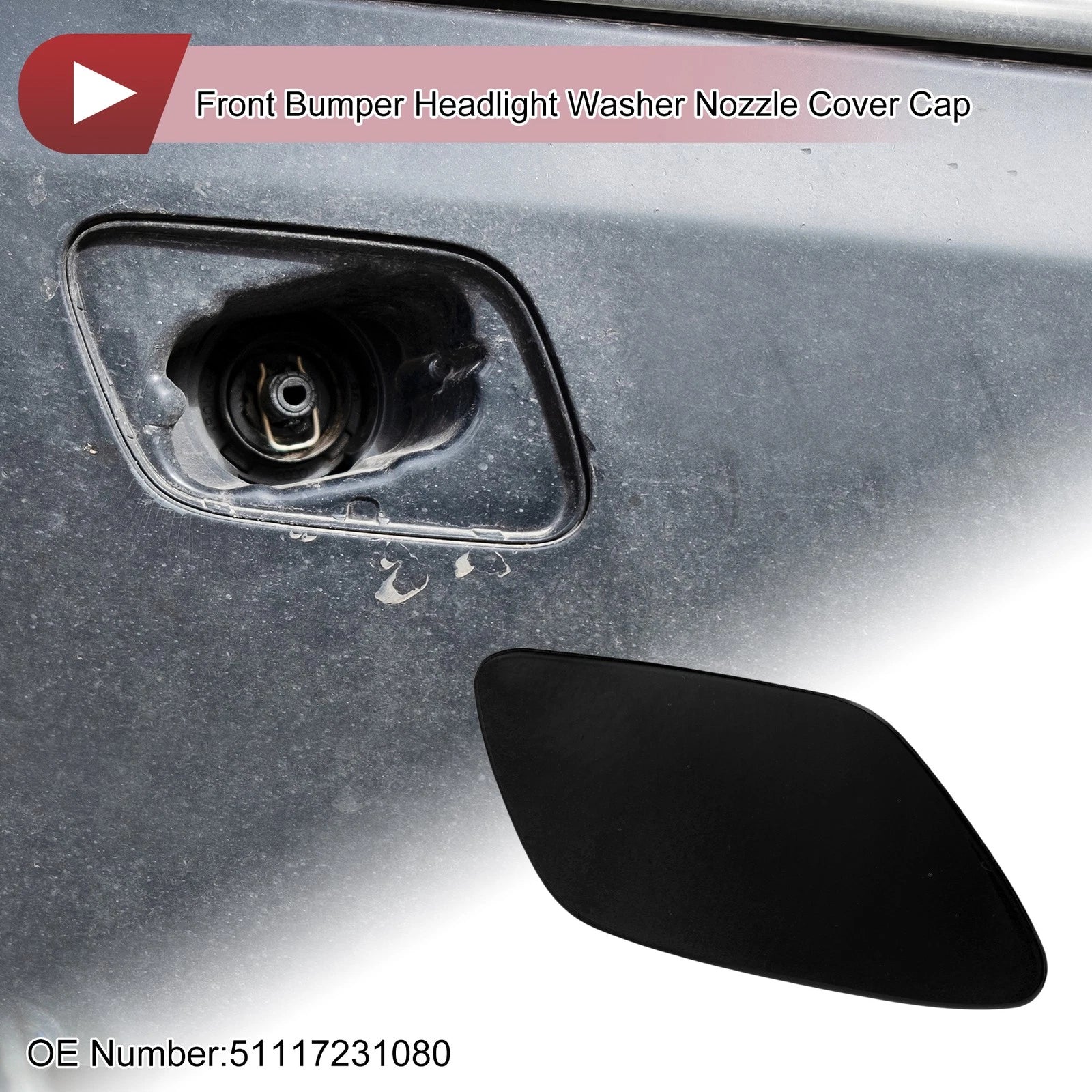 Washer Nozzle Cover Cap No. 51117231080 for BMW Z4 (2009–2016) Black