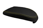 Carbon Fiber Console Lid Armrest Cover for Ford Focus (2000–2007) Yellow Stitch