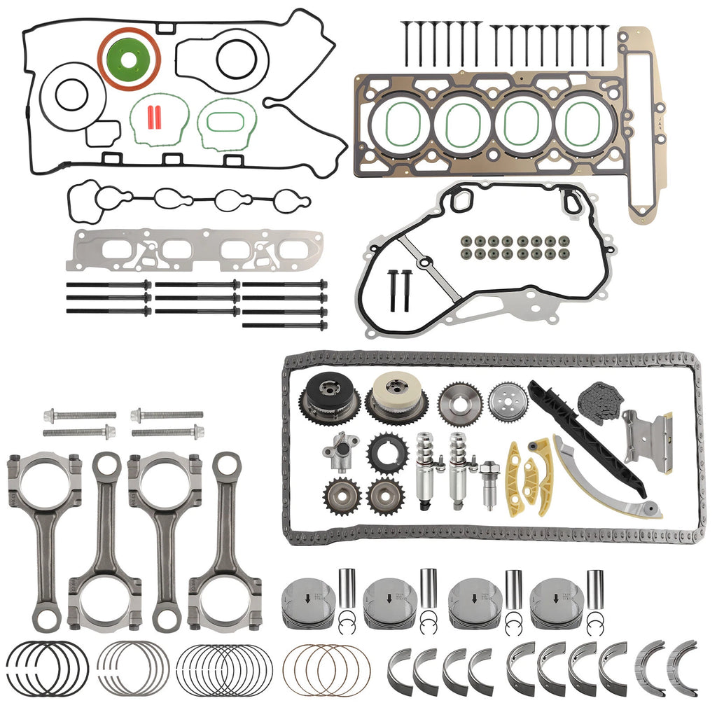 Engine Overhaul Rebuild Kit w/ Rod, Timing Chain, VVT for Chevy Buick GMC 2.4L