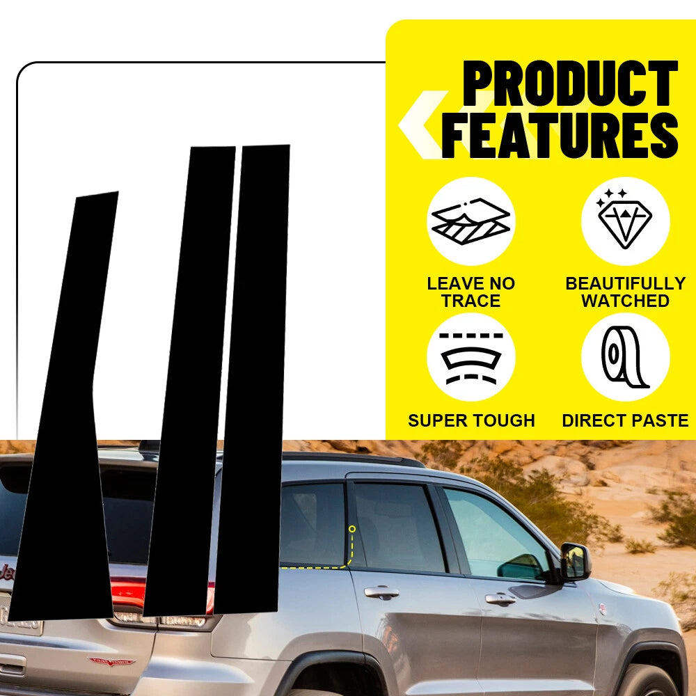 Set of 6 Door Pillar Post Side Cover Trim for Jeep Grand Cherokee (2011–2021)