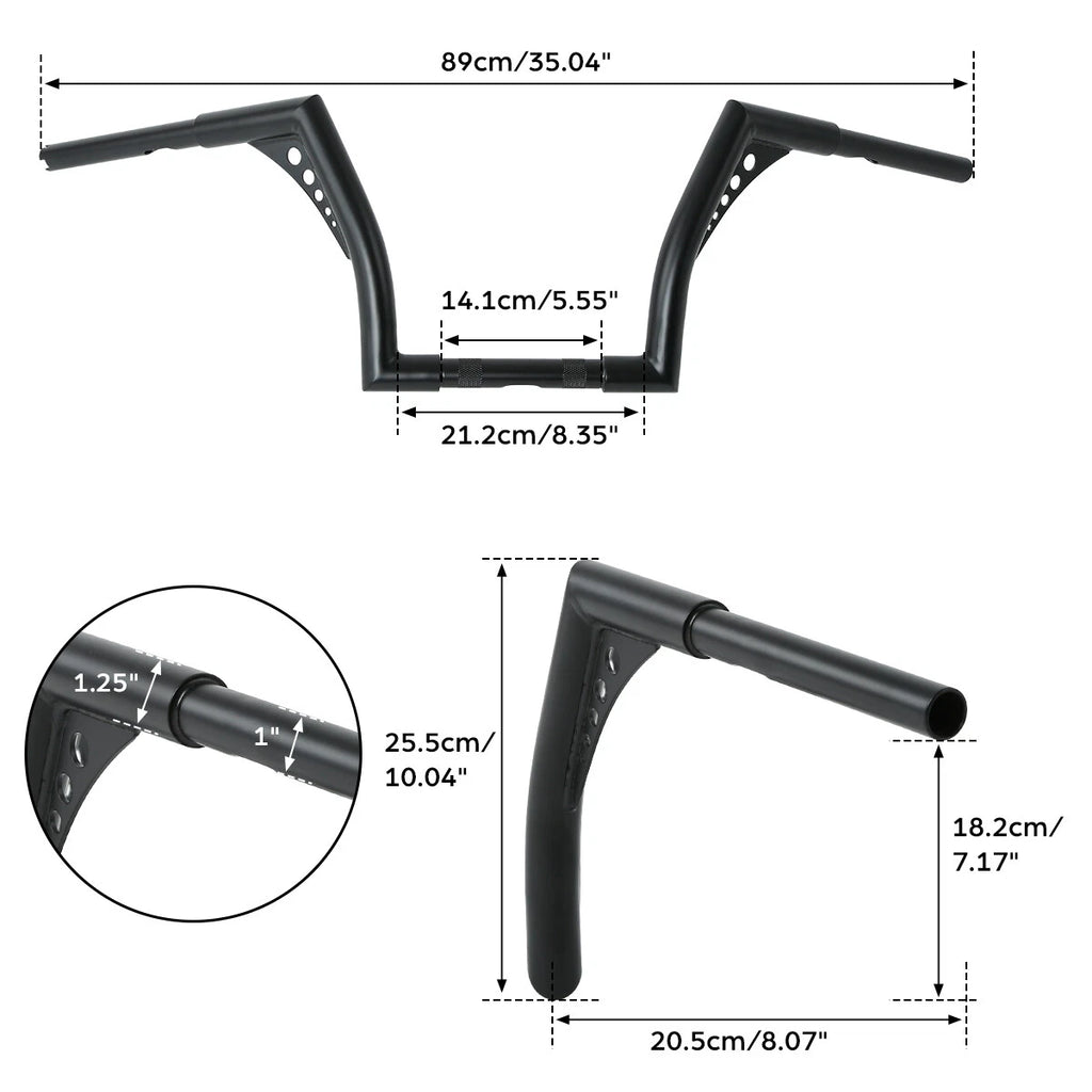1 1/4" Fat 10" Rise Handlebar for Harley FLST FXST Sportster XL883 1200
