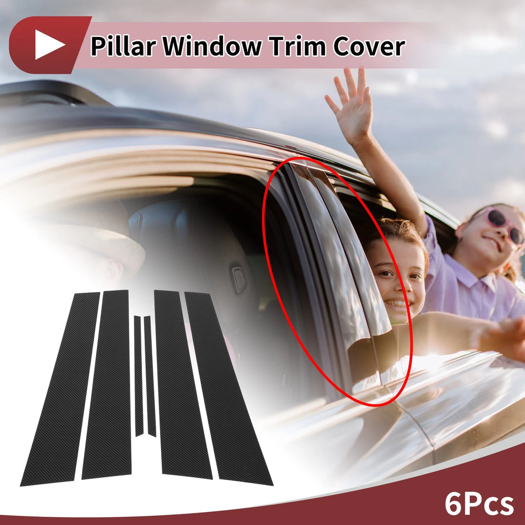 Door Pillar Window Trim for Toyota Crown (Carbon Fiber, Front & Rear, Left & Right)