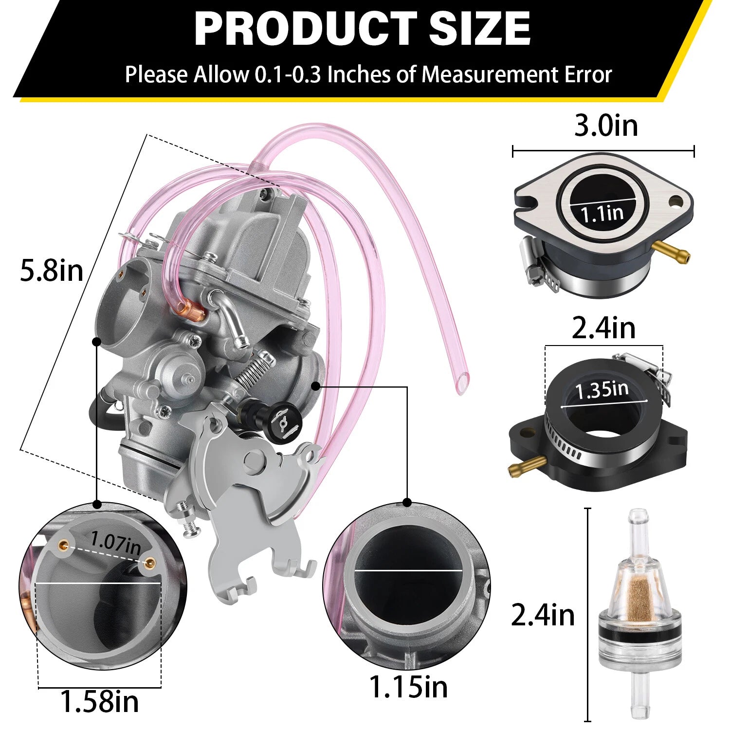 Carburetor for Yamaha TTR230 (2005–2025) 1C6-14301-00-00 w/ Intake Boot
