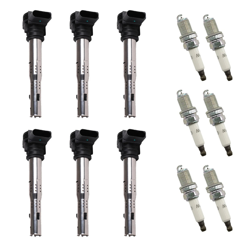Set of 6 Ignition Coils + 6 Spark Plugs for VW Beetle Golf Audi A5 TT (2006–2019)