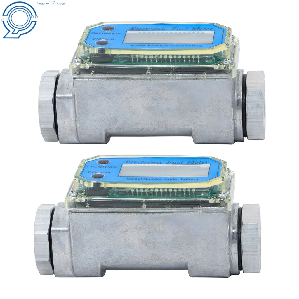 2X Digital Turbine Flow Meter 1" for Liquid (2.6-26 GPM)
