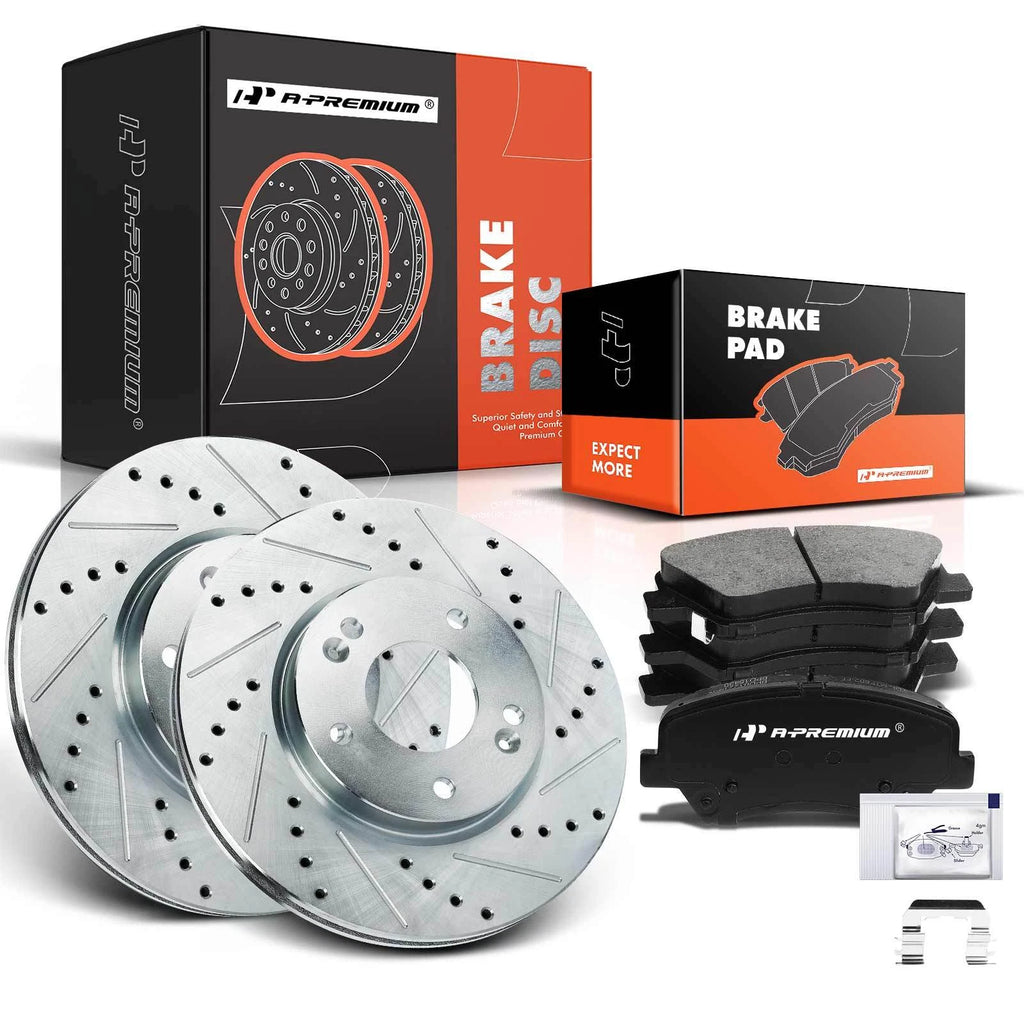 Front Drilled Brake Rotors & Ceramic Pads for Hyundai Elantra (2011–2016)