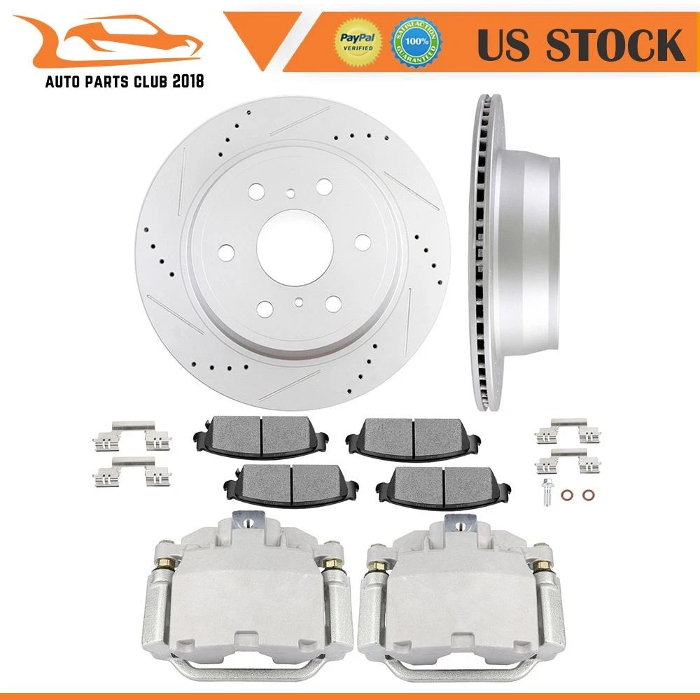 2X Rear Brake Calipers Rotors & Ceramic Pads for Chevy Silverado 1500 (2008–2013)