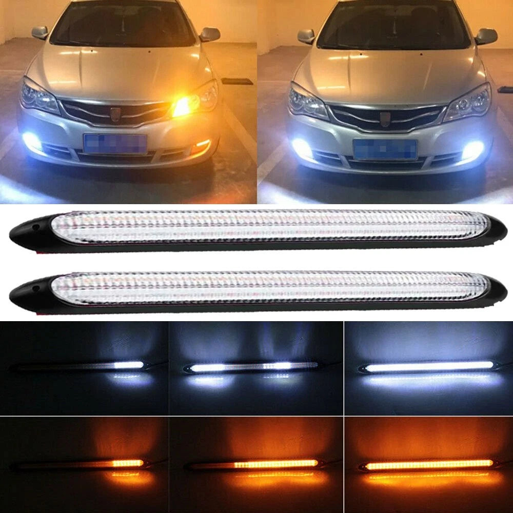 LED DRL Strip Headlight Lights for - Amber White