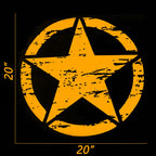 2Pcs Orange Distressed Army Star Vinyl Pre-Cut Hood Door Graphics for 2010-2020