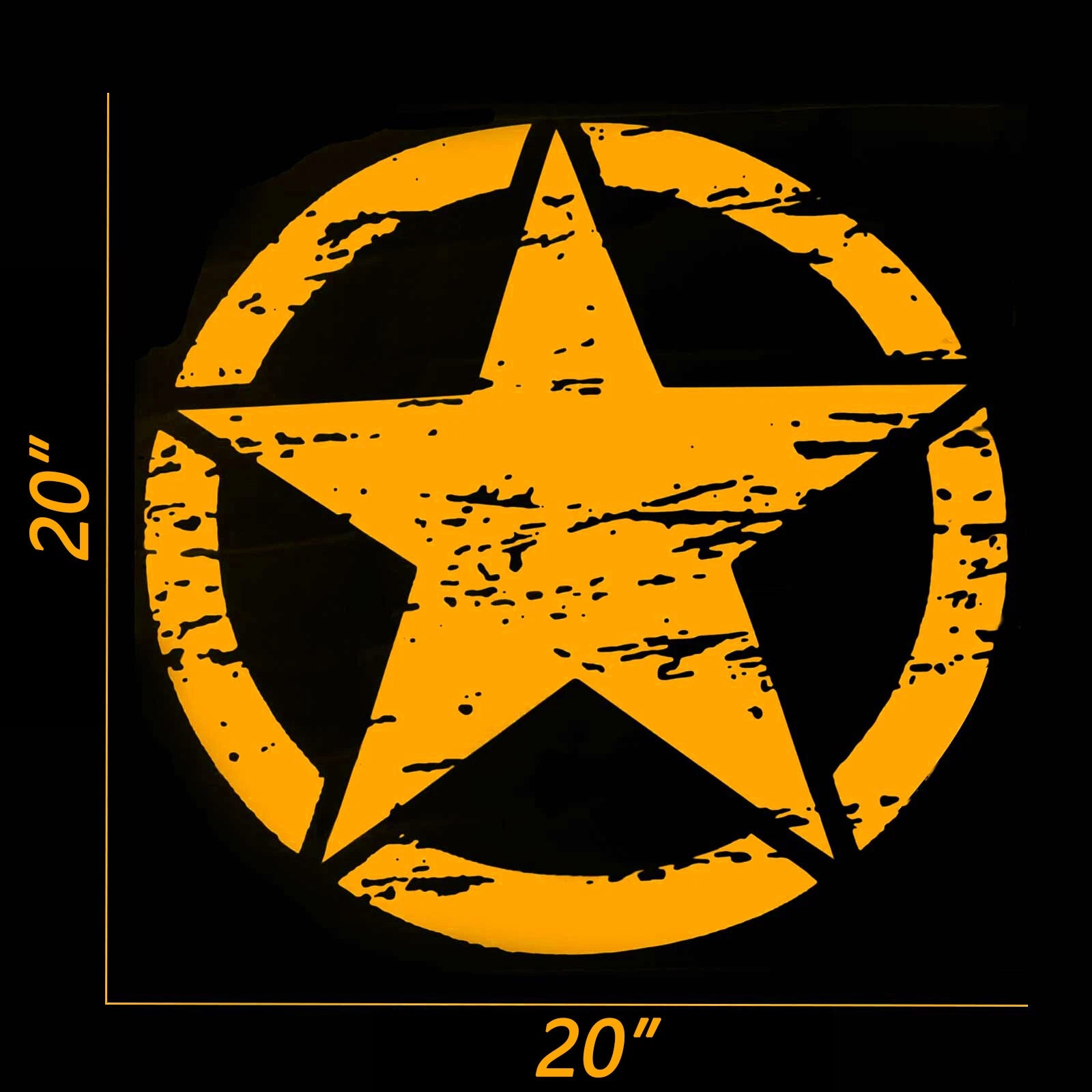 2Pcs Orange Distressed Army Star Vinyl Pre-Cut Hood Door Graphics for 2010-2020