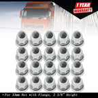 Set of 20 Chrome Lug Nut Covers for Semi Truck (33 mm)