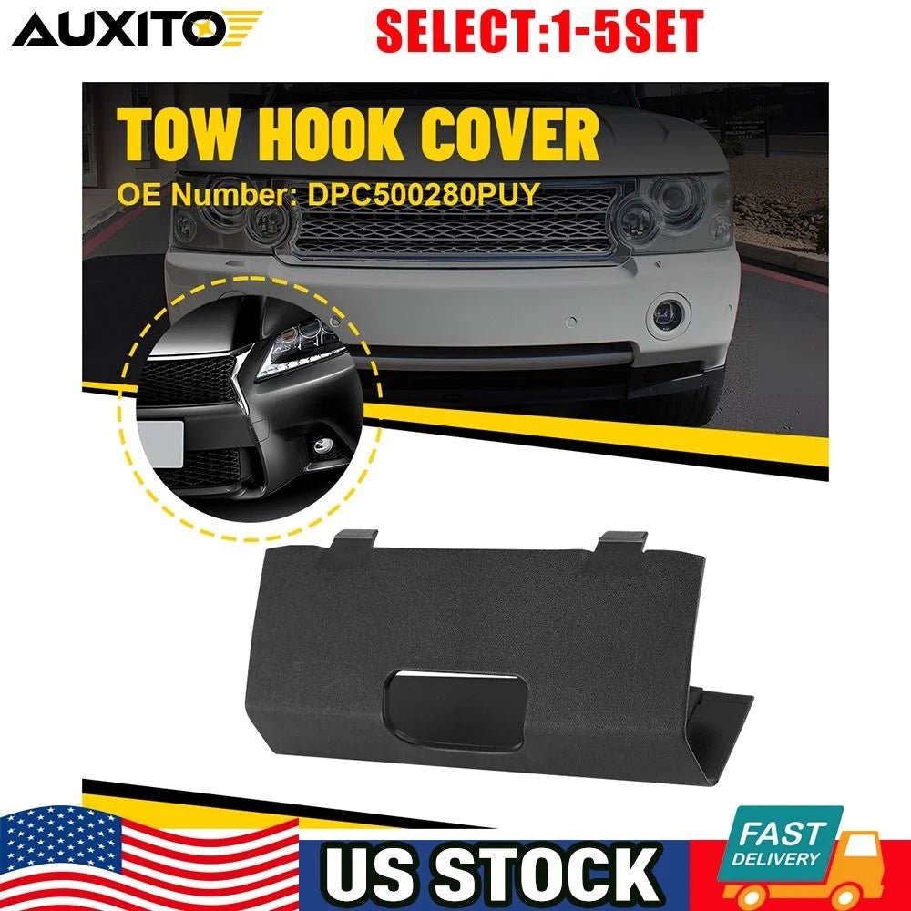 Front Tow Hook Cover Cap for Land Rover Range Rover (2006–2009) DPC500280PUY Black