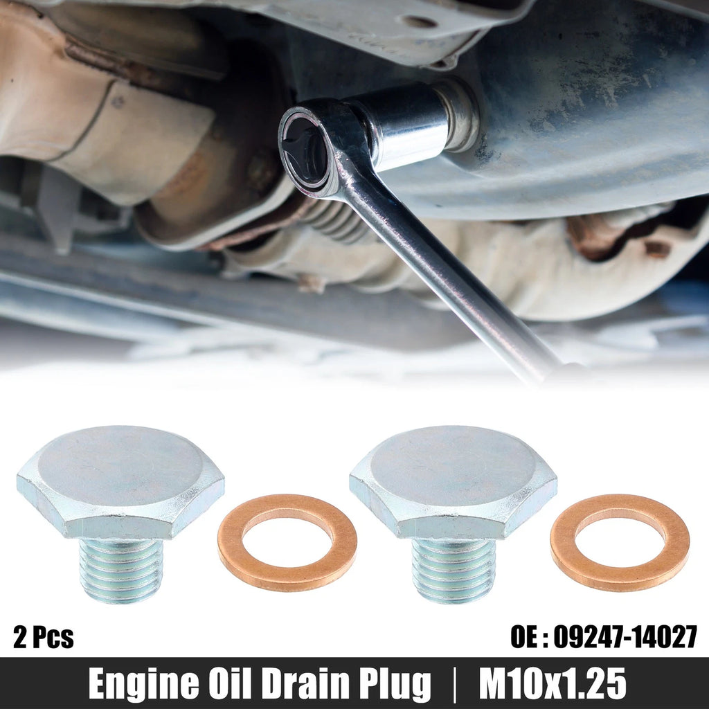 2X M10x1.25 Engine Oil Drain Plug Screw w/ Seal Ring for Ford 
