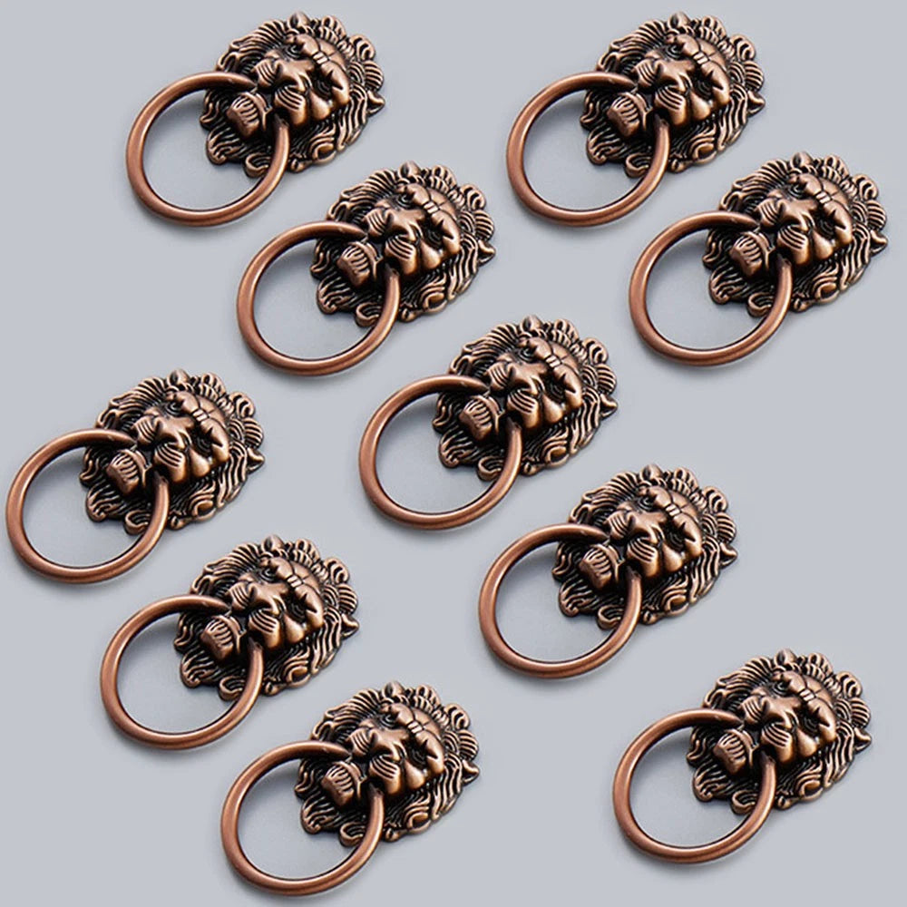 10Pcs Lion Head Ring Pulls for Cabinet Drawer (Furniture Hardware)