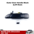 Outer Door Handle Black Rear LH Fits Honda Civic Dimension Eu Ep Em 2001-05 D11