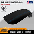 Leather Console Lid Armrest Cover for Ford Fusion (2013–2020) Blue Stitch