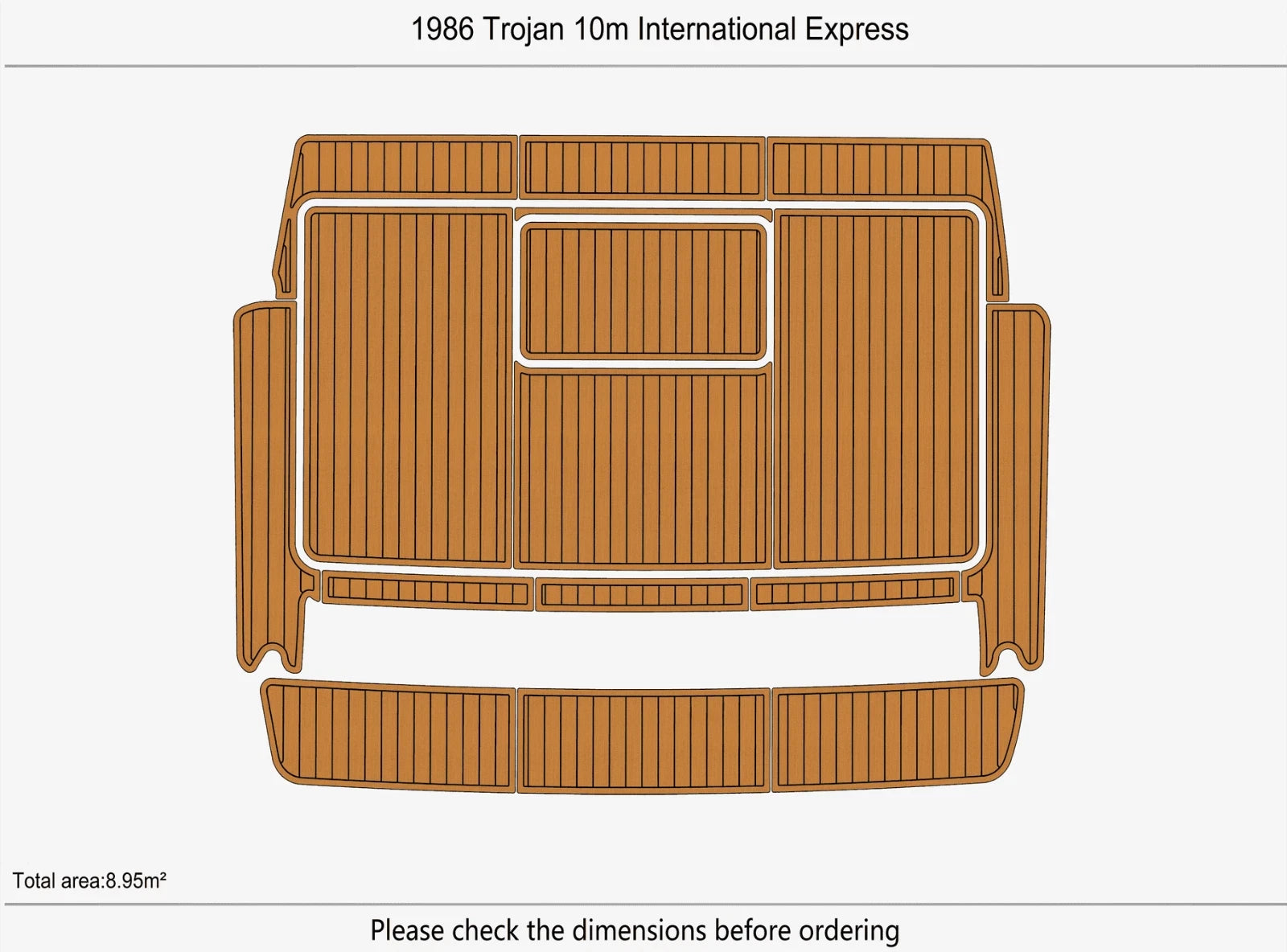 EVA Faux Teak Flooring Mat for Trojan 10m International Express (1986)