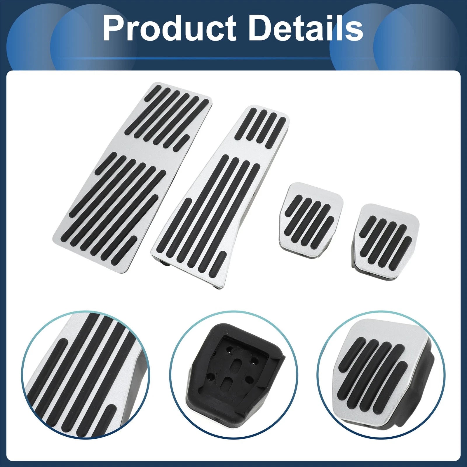 Set of 4 Foot Accelerator Pedal Covers for Mazda 3 (2020) Silver Tone