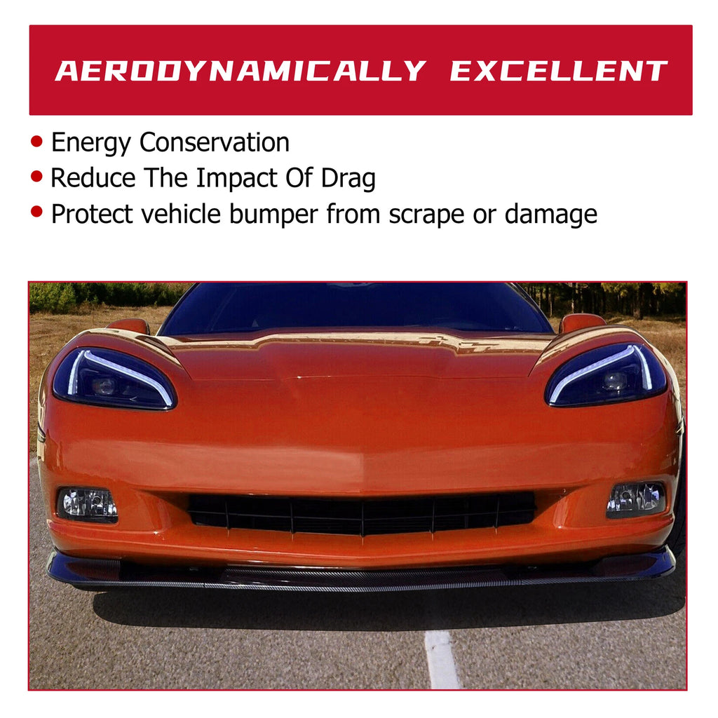 Front Lip Splitter for Corvette C6 (2005–2013) ZR1 Style Carbon Fiber Look