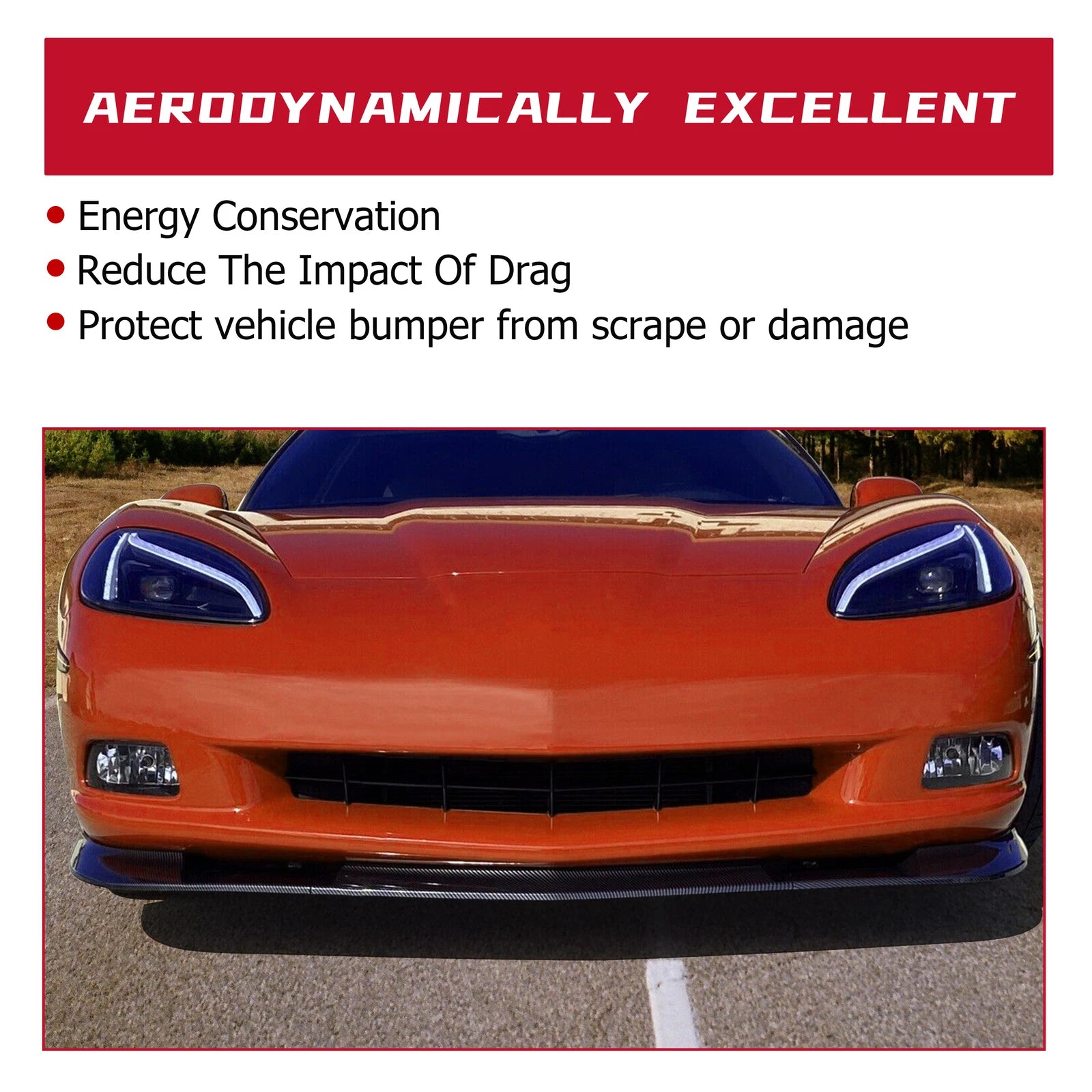 Front Lip Splitter for Corvette C6 (2005–2013) ZR1 Style Carbon Fiber Look
