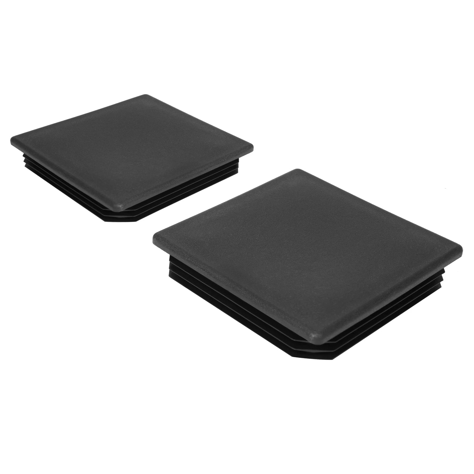 Set of 2 Black Square Rubber Bumper Plug End Caps for RV Camper Trailer