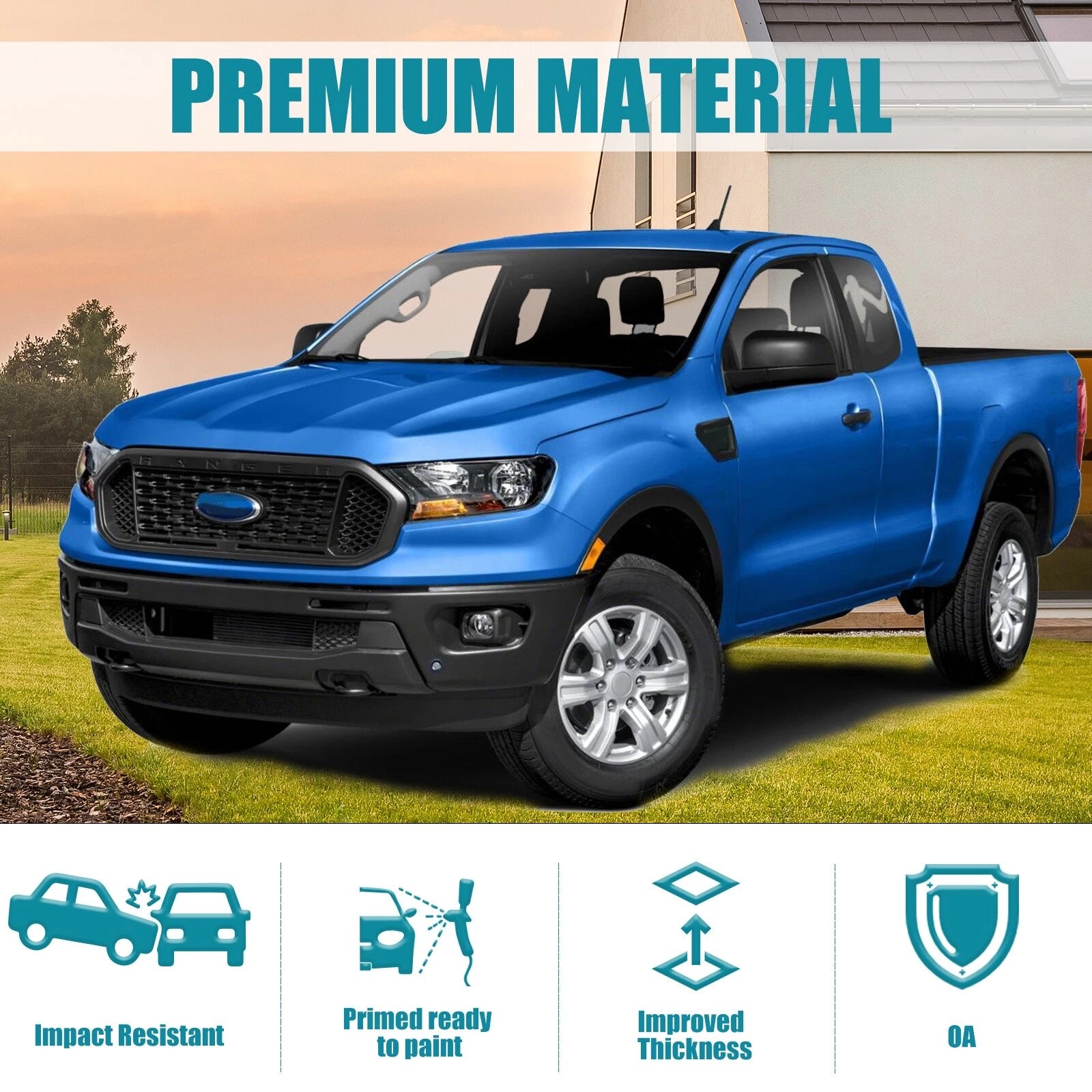 Black Steel Front Bumper Face Bar for Ford Ranger (2019–2023)