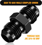 2-Pack 8AN Male to Male Flare Straight Coupler Fitting for Auto Parts