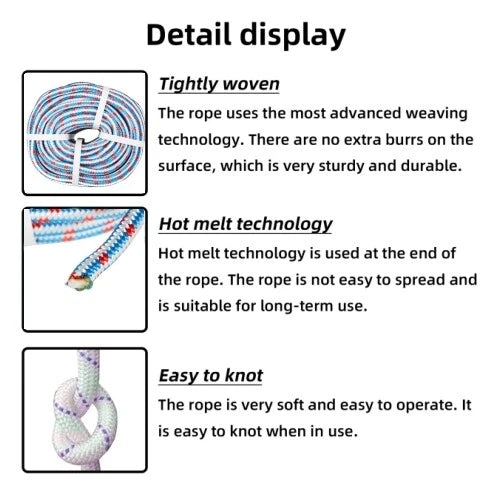 16 Strand Double Braid Polyester Nylon Rope for Arborist (1/2"×150')