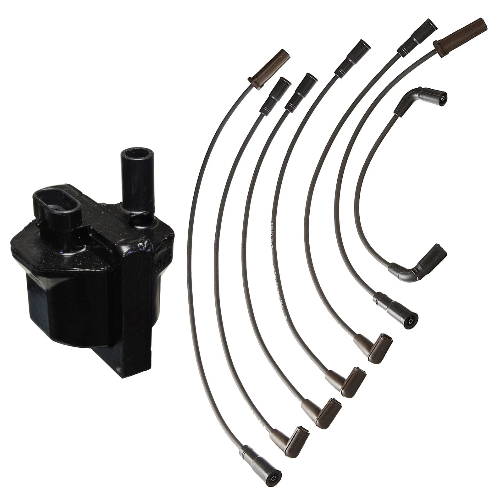 Set of 4 Denso Ignition Coils & Spark Plug Wires for Chevy GMC 4.3L V6 (1996–2002)