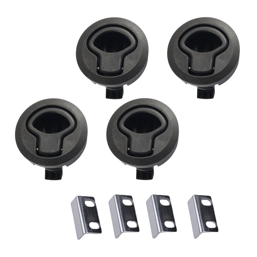 Set of 4 Black Flush Pull Slam Latch Non-Locking for RV Marine Deck