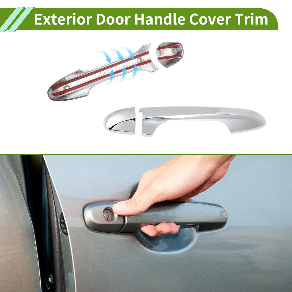 Exterior Door Handle Cover Trim for Toyota Highlander (2015–2019) Silver Tone