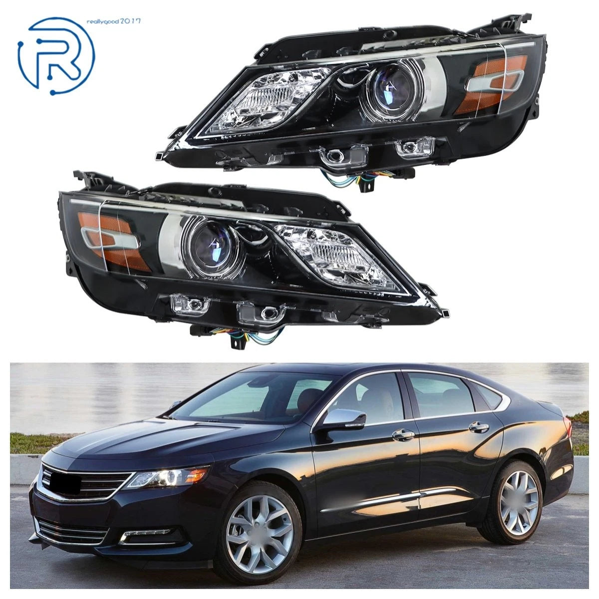 Set of 2 Halogen Headlights for Chevrolet Impala (2015–2020)