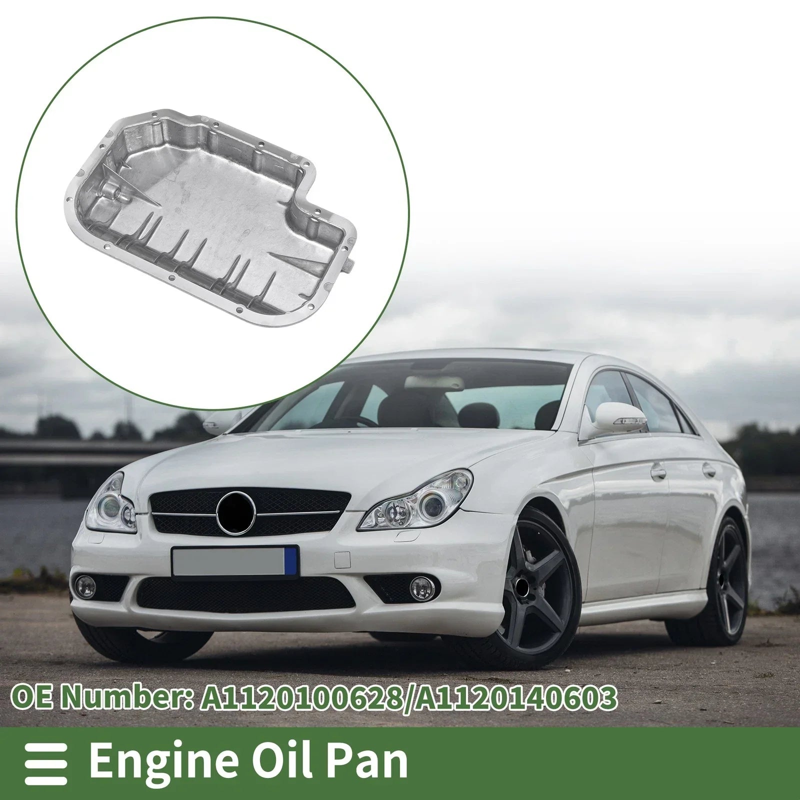 Engine Oil Pan for Mercedes Benz CL55 (2000-2006) - Aluminum Silver Tone, 1 Pc