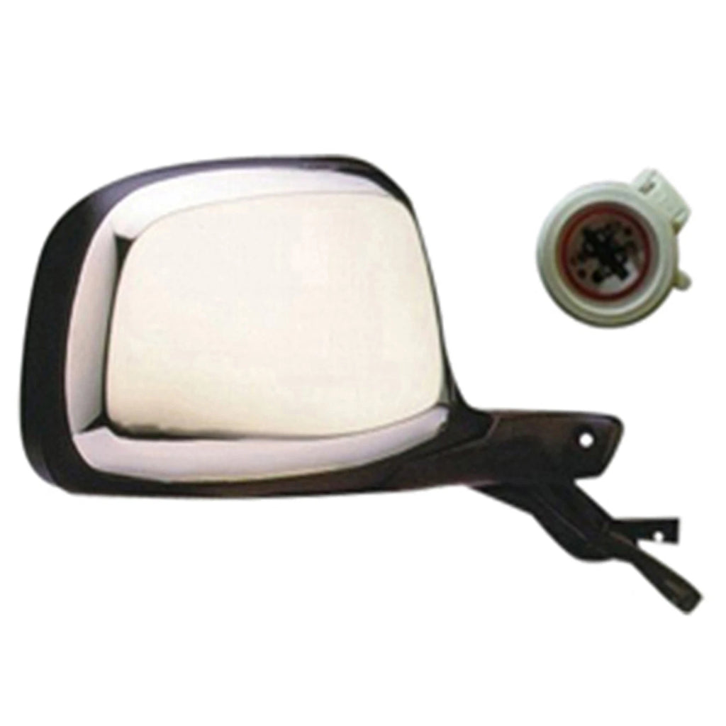 Replacement Black Chrome Passenger Side Power Door Mirror w/o Turn Signal for