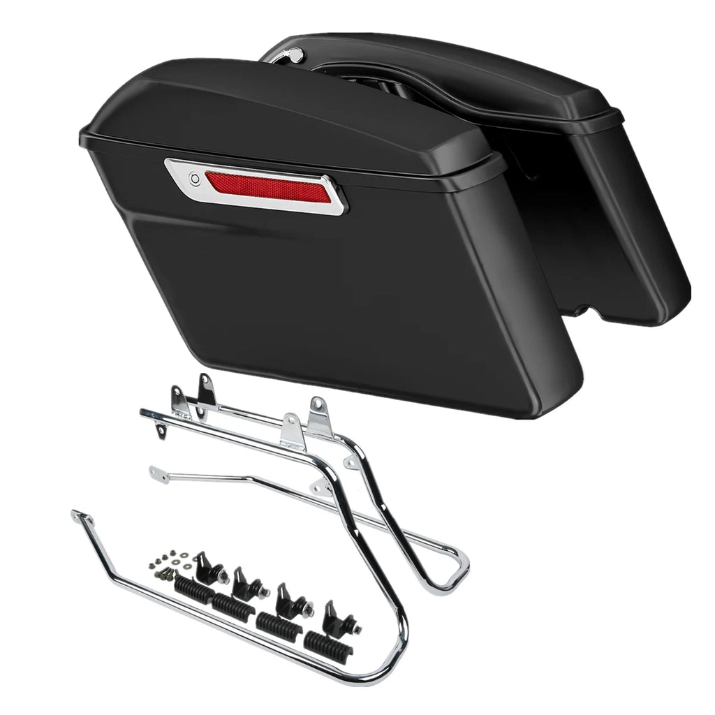Matt Black Hard Saddlebags & Conversion Brackets for Harley Softail Fatboy (1984–2017)