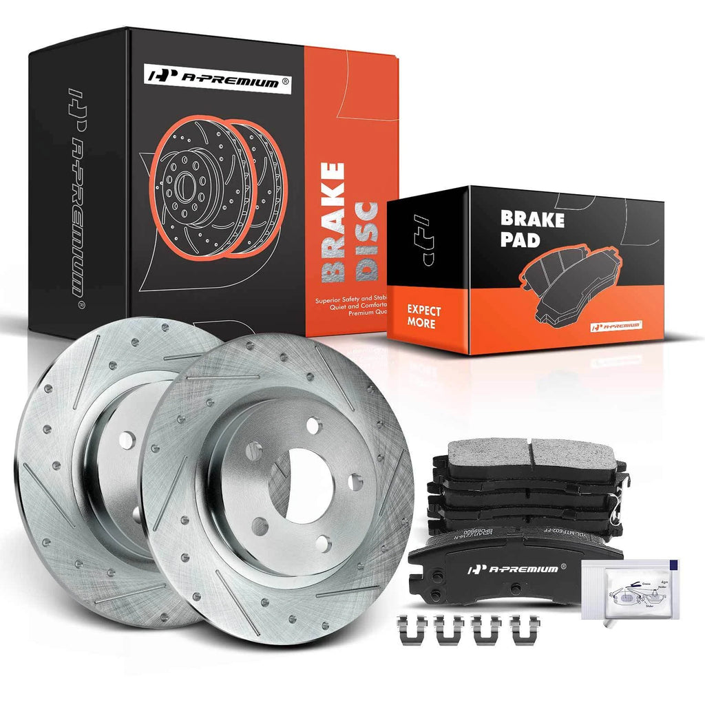 Rear Drilled Brake Rotors and Ceramic Pads for Cadillac DeVille (1977–2005)