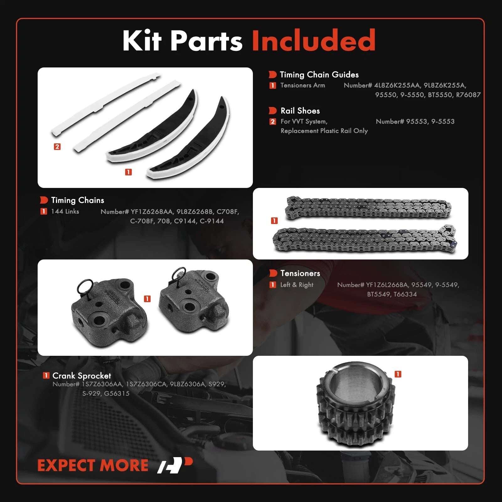 9x Timing Chain Kit for Ford Fusion (2006-2009)