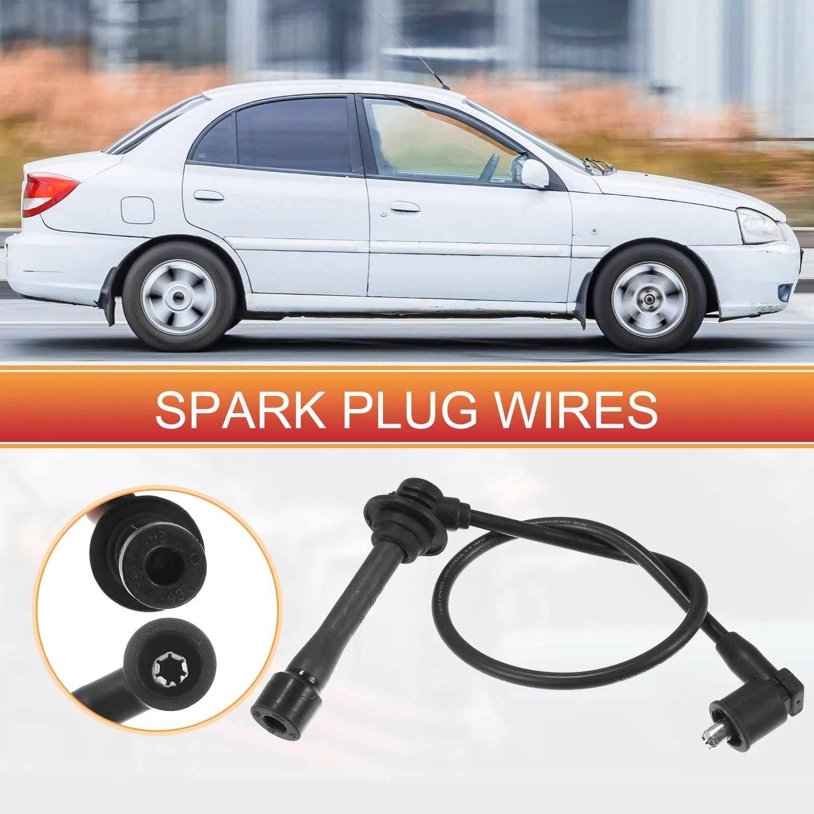 Set of 4 Spark Plug Wire Ignition Coil Cables No. 0K30F18140 for Kia Rio (2001–2005)