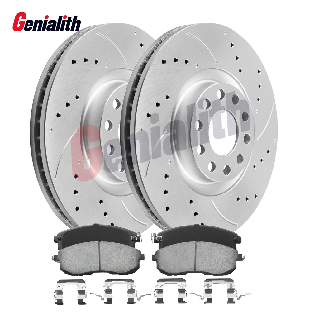 280mm Front Drilled Rotors & Ceramic Brake Pads for Nissan Cube Sentra Versa (2009–2019)