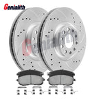 280mm Front Drilled Rotors & Ceramic Brake Pads for Nissan Cube Sentra Versa (2009–2019)