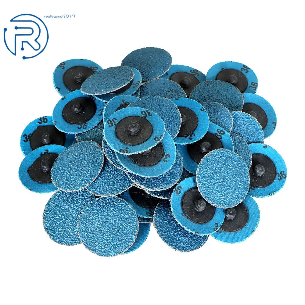 Set of 50 Zirconia Roll Lock Sanding Discs for Die Grinder (2")