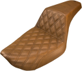 SADDLEMEN Step-Up Seat for Dyna (2004–2017) - Front Lattice Stitch - Brown