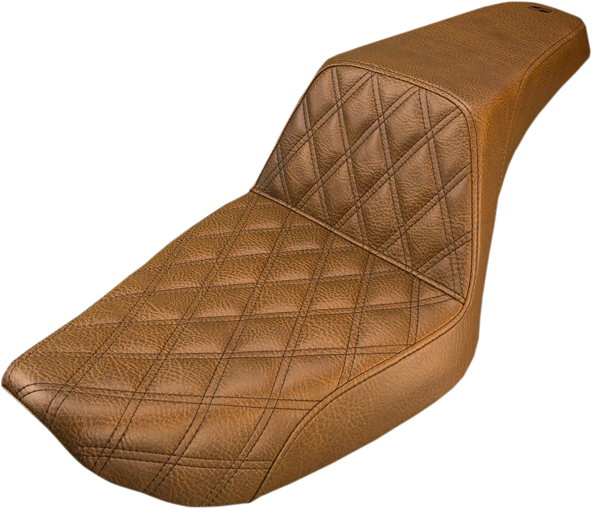 SADDLEMEN Step-Up Seat for Dyna (2004–2017) - Front Lattice Stitch - Brown
