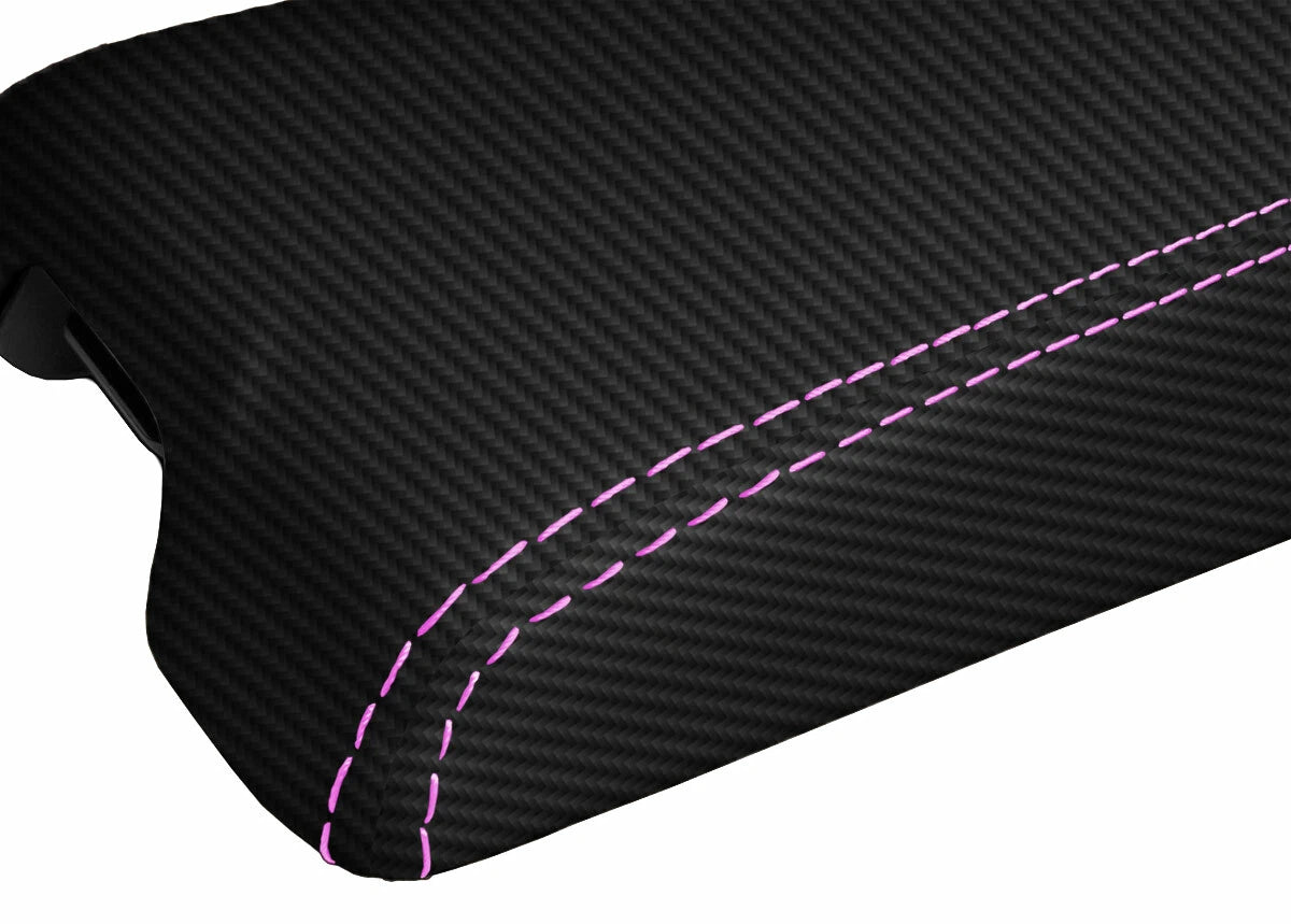 Console Lid Cover for Infiniti G35 Coupe (2002–2007) Carbon Fiber Pink Stitch