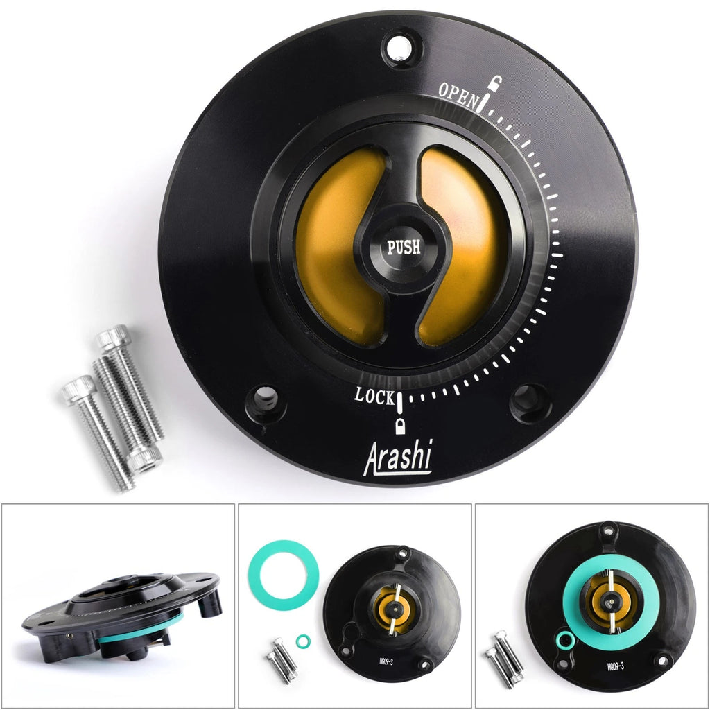 Quick-Turn Black Tank Fuel Gas Cap for Suzuki GSX 650/1250, GSF 650/1200