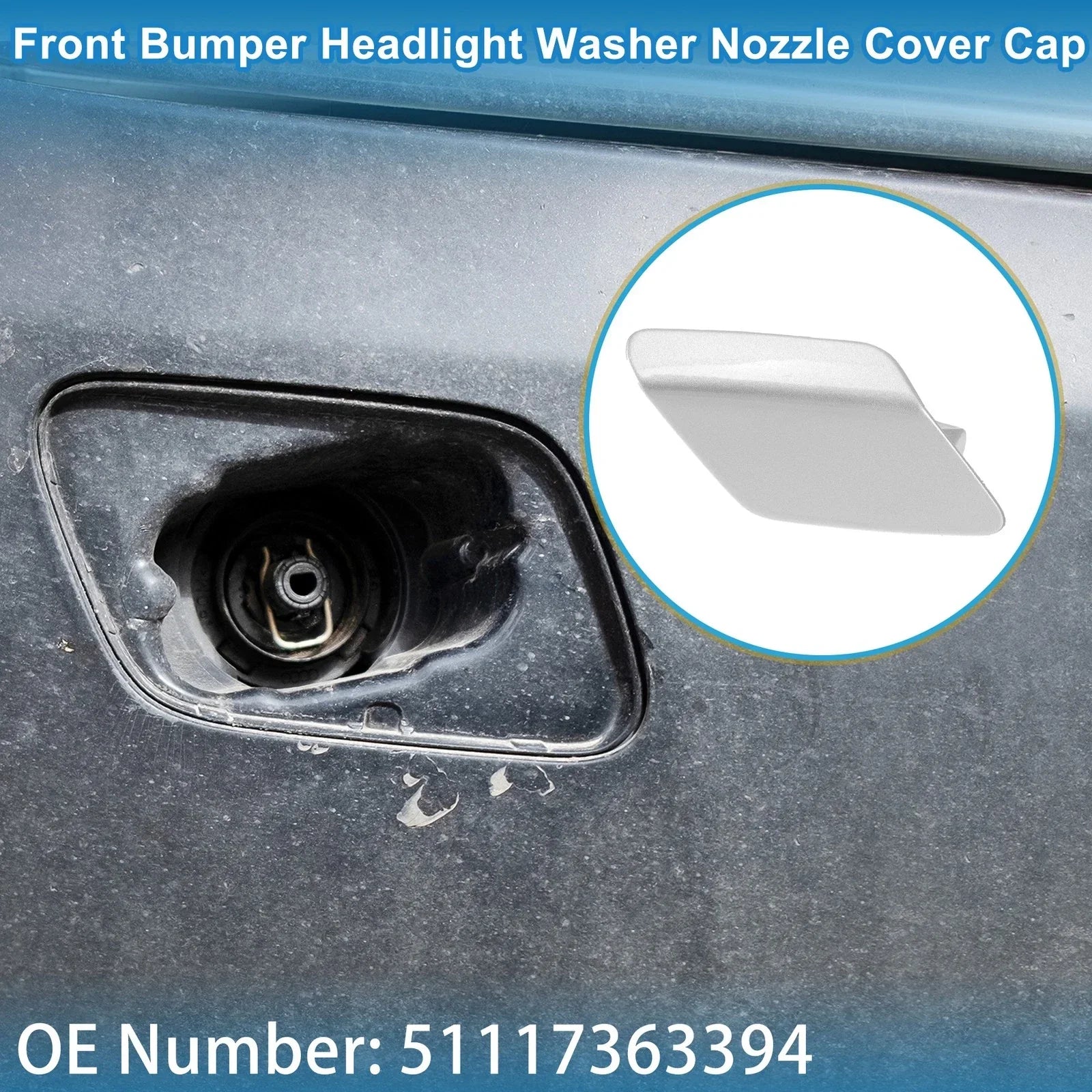 Front Right Washer Nozzle Cover Cap for BMW 428i Silver Tone