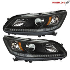 Set of 2 Headlights for Honda Accord (2013–2015) Black Housing