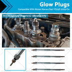 Set of 4 Glow Plugs for Nissan Navara D22 D40 YD25D R51 X-Trail (2005-On)