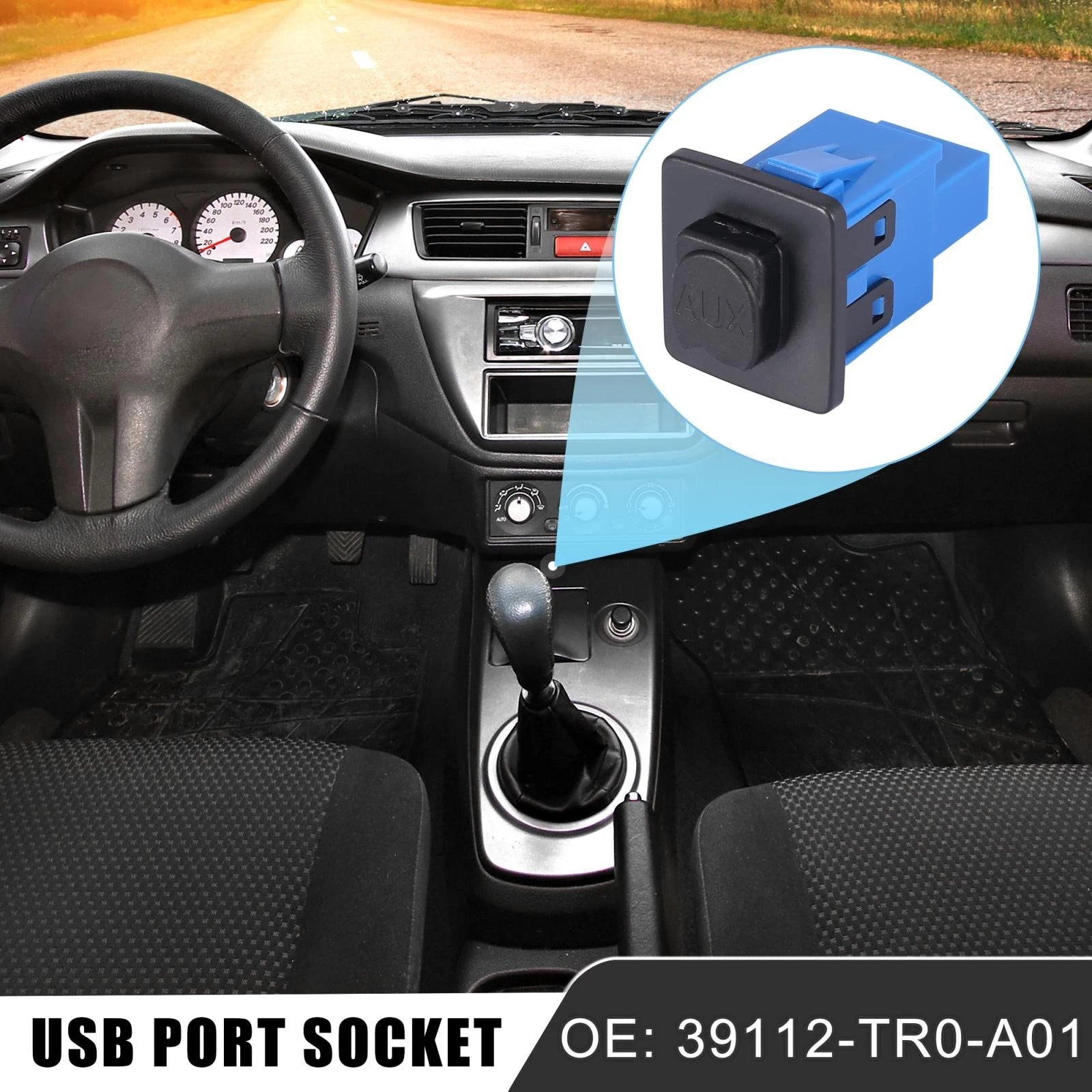 Auxiliary Plug Port Input Socket Adapter 39112TR0A01 for Honda Civic (2012)